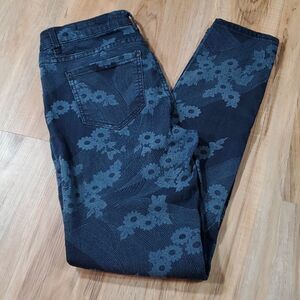 🔺️Zara Blue Floral Print Slim Fit Jeans Size 00/23